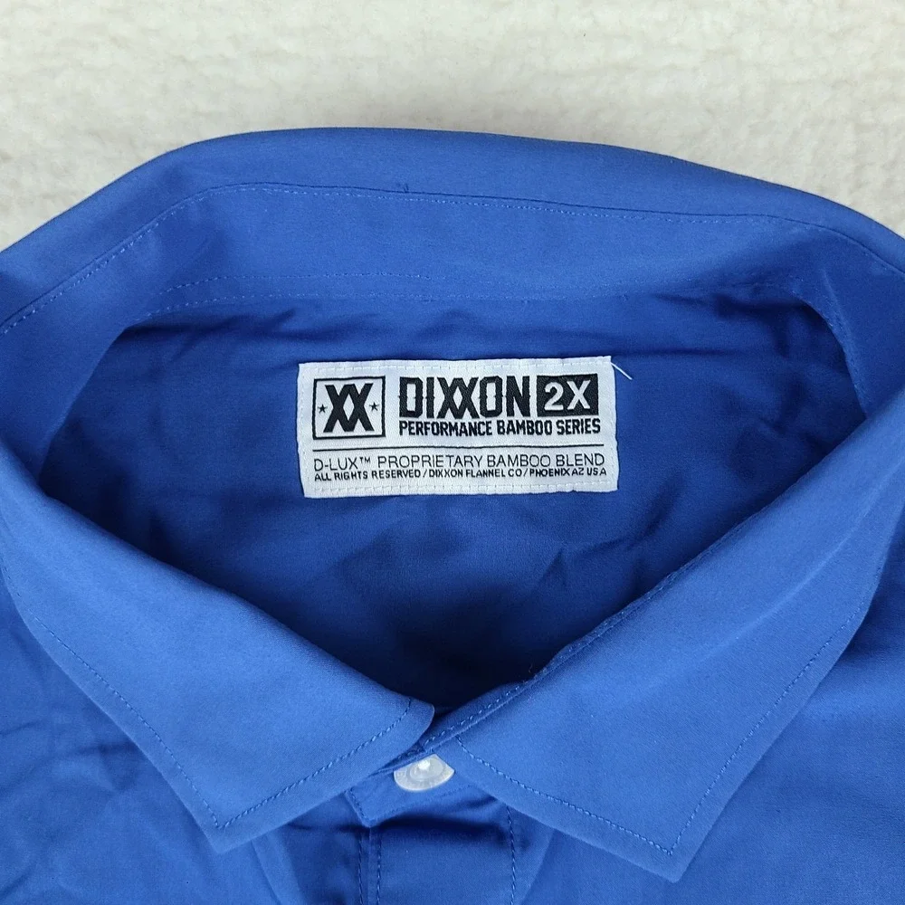 DIXXON Shirt Mens 2X Blue Performance Bamboo Series D-LUX Preppy Button Up